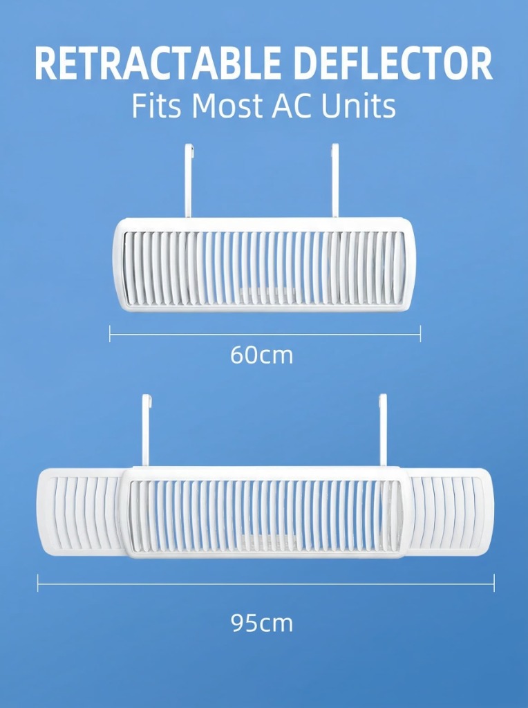 Retractable deflector from 60cm to 95cm